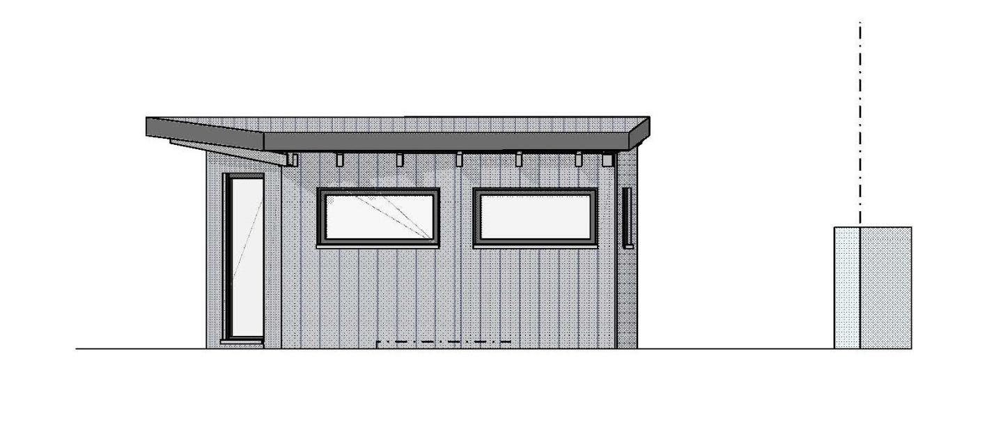 Gartenbüro als Holzriegelkonstruktion
